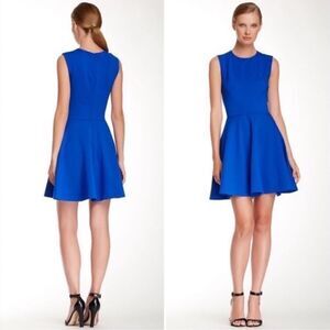 Diane Von Furstenberg Jeannie Electric Blue Fit and Flare Mini Skater Dress 6